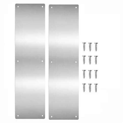 Door Push Plate, Metal Kickplate for Bottom of Door,4x22 inch Aluminum Metal Plate Rounded Corners for Interior and Exterior Doors (Satin Finish 2 Pack) - color: Aluminum, size: 4 x 22 Inch