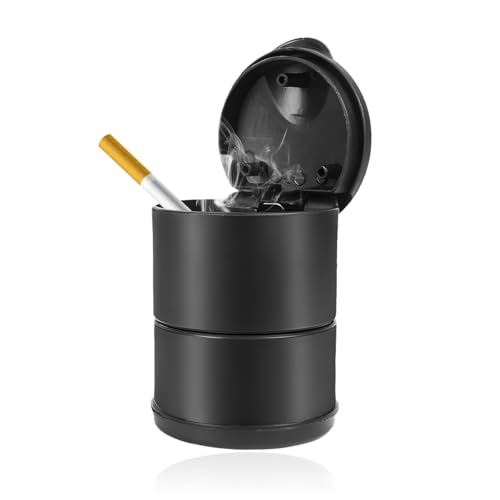 Yourkar Car Ashtray, Portable Automotive Ashtray with Lid Smell Proof, Smokeless Cigarette Ashtray Holder Cup for Most Vehicles Trucks SUVs, Universal Interior Car Accessories - color: Without Light