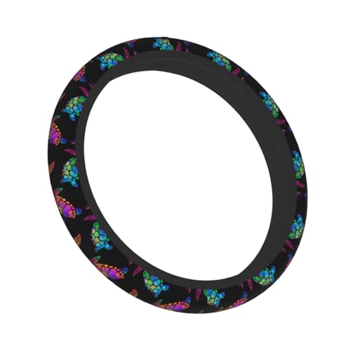 Sea Turtle Steering Wheel Cover with 2 Car Coasters Non Slip Neoprene for Women Men Universal 15 Inch - color: Sea Turtle