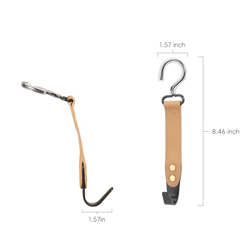 2-Pack Car Hook Holder - Leather Headrest Hooks for Purses & Bags, SUS304 (Light Brown) - color: Light Brown