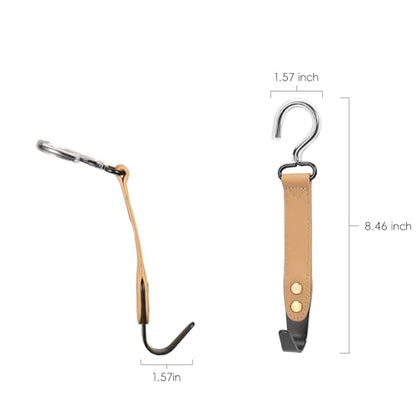 2-Pack Car Hook Holder - Leather Headrest Hooks for Purses & Bags, SUS304 (Light Brown) - color: Light Brown