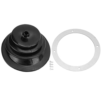 Tbest Universal Car Shift Knob Boot,Shifter Boot and Plate Kit,Gear Shift Handbrake Lever Boot Plate Kit Dustproof Black Rubber Round 5.250in/13.3cm Universal Shifter Boot Plate Shift Dust Cover Gait