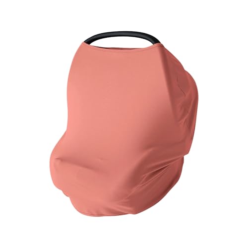 PurComfy Baby Car Seat Cover, Supersoft Bamboo Viscose Carseat Cover for Infant Boys & Girls, Breathable Multi-Use Breastfeeding Covers, Canopy for Carrier, Stroller, Shopping Cart & High Chair - color: Coral