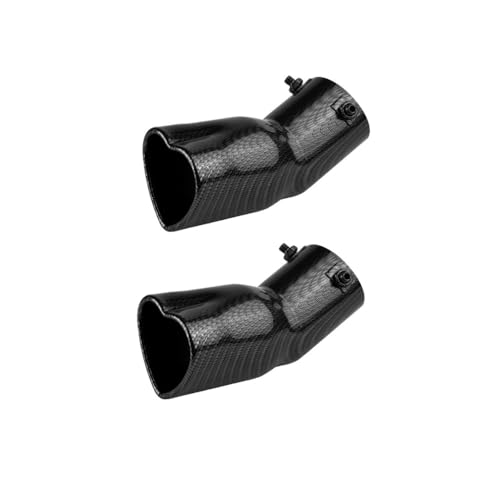 2PCS Universal Heart-Shaped Exhaust Tip, 63mm Inner Diameter, Stainless Steel Bolt-on Exhaust Muffler Tip (Carbon Fiber,Curved) - color: Carbon Fiber, size: Curved