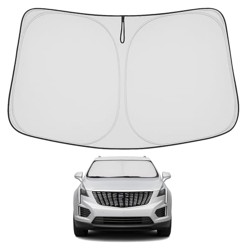 Proadsy 2026 Upgrade Windshield Sun Shade Custom Fit Cadillac XT5 2017-2026 4-Layer Foldable Front Sunshade Protector Sun Visor Blocks UV Rays Keep Car Cooler Accessories - size: Cadillac XT5 2017-2026