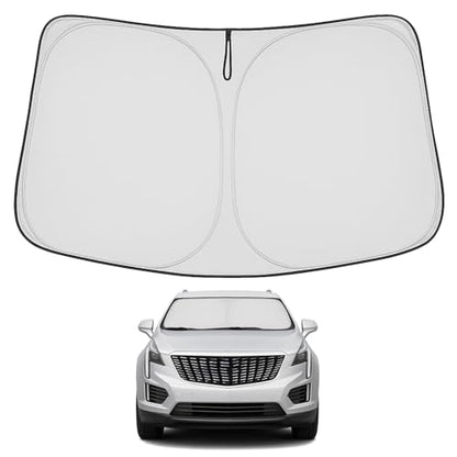Proadsy 2026 Upgrade Windshield Sun Shade Custom Fit Cadillac XT5 2017-2026 4-Layer Foldable Front Sunshade Protector Sun Visor Blocks UV Rays Keep Car Cooler Accessories - size: Cadillac XT5 2017-2026
