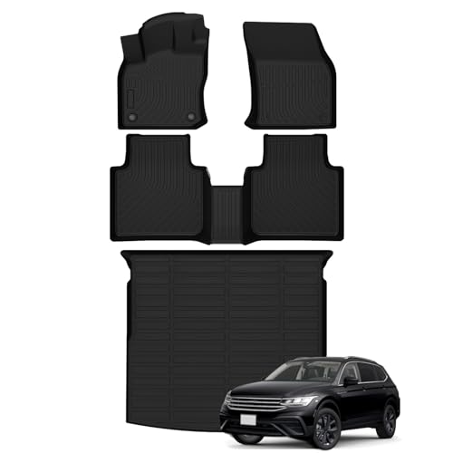 Naibeve Floor Mats for 2018-2023 2024 Volkswagen Tiguan - All Weather Custom Fit for Volkswagen VW Tiguan Floor Mats Cargo Liner Rear Cargo Tray Trunk Waterproof Interior Accessories - size: 1)tiguan|2018-2024