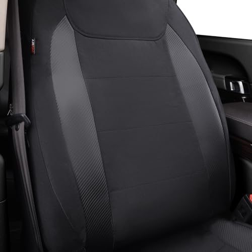 Flying Banner AquaShield Front car seat Covers Set Waterproof Water Resistant arm Rest Compatible Shoulder Seatbelt Compatible Truck seat Protectors Universal fit Non Slip (Black Black, Front Pair) - color: Black Black, size: Front Pair