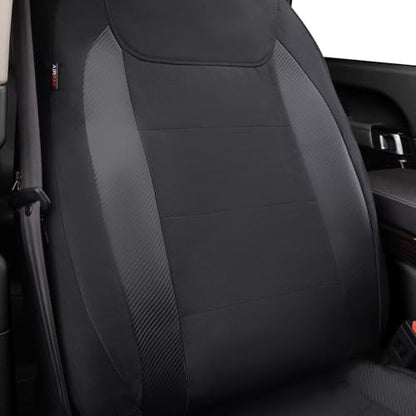 Flying Banner AquaShield Front car seat Covers Set Waterproof Water Resistant arm Rest Compatible Shoulder Seatbelt Compatible Truck seat Protectors Universal fit Non Slip (Black Black, Front Pair) - color: Black Black, size: Front Pair