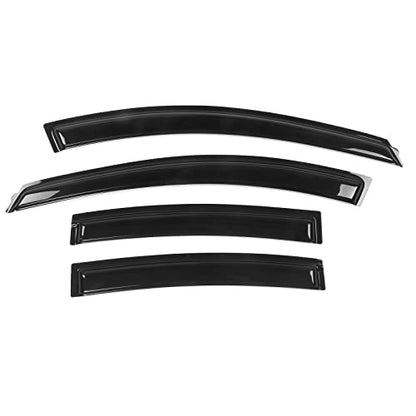 Window Visor Compatible with 2010-2015 Chevrolet Cruze 2016 Chevrolet Cruze Limited, Slim Style Acrylic Black Sun Rain Wind Guards Cover 4Pcs Set by IKON MOTORSPORTS, 2011 2012 2013 2014