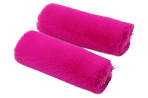 Pinbola 5pcs in 1 Set Faux Wool Steering Wheel Cover Soft Fluffy Handbrake Cover & Gear Shift Cover & 2pcs Seat Belt Shoulder Pads Warm Universal Fit for 15 Inch (Purple Pink) - color: Purple Pink