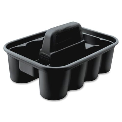 Rubbermaid Commercial Products Deluxe Carry Caddy, Black, Cleaning Storage for Wipes/Spray Bottles/Brushes/Dustpans/Gloves, Pack of 6 - size: 6 Pack