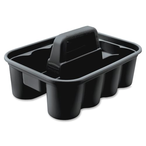 Rubbermaid Commercial Products Deluxe Carry Caddy, Black, Cleaning Storage for Wipes/Spray Bottles/Brushes/Dustpans/Gloves, Pack of 6 - size: 6 Pack