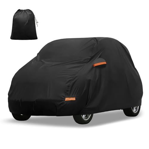 X AUTOHAUX Car Cover for Smart Fortwo 2007-2019 Aluminum Film Outdoor Waterproof Sun Rain Snow Hail Protection with Driver Door Zipper - size: for Smart Fortwo 2007-2019