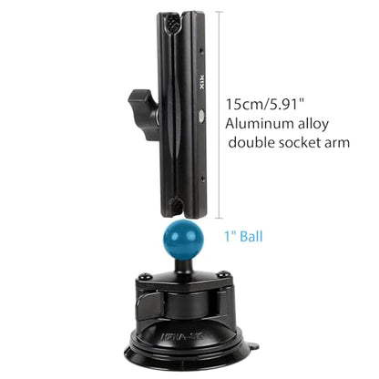 xik 1" Ball Suction Cup Base Mount with 5.91" Double Socket Arm for Phone Tablet Action Camera Holder Mount, 3.5" Large Suction Cup Base for Windshield, Fits RAM B Size Mounts (with 5.91" Arm) - size: Suction Cup Base with 5.91" Arm