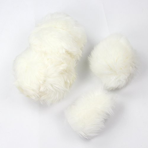 Yontree Fashion Fluffy Steering Wheel Covers for Women/Girls/Ladies Australia Pure Wool 15 Inch 1 Set 3 Pcs (White) - color: White, size: Long Wool