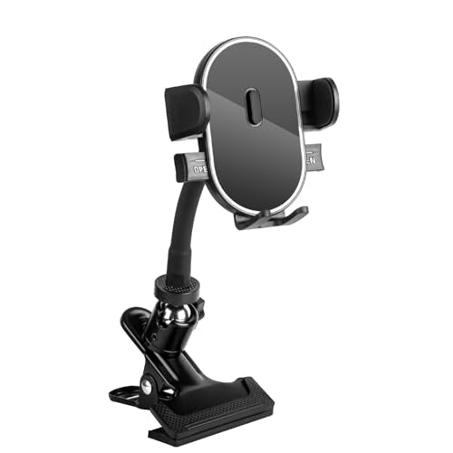 ROCKFREE Clip Phone Holder with 360° Gooseneck Arm & Auto-Locking Clamp,Short/Medium/Long Arm Options for Desk, Mic Stand, Table,Treadmill – Fits 4-7" Smartphones(Short-3.9 inch Arm) - size: Short-3.9 inch Arm