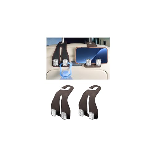 Zpana 2 PCS Car Seat Headrest Hook, Leather Vehicle Seat Back Hanger for Purses Bags, Metal Automotive Interior Storage Organizer Hooks Accessories, Universal for SUV, Truck, RV (Brown) - color: Brown