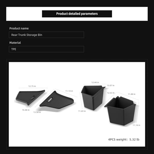 LUCKEASY 2PCS Trunk Storage Box for Tesla Model Y 2021-2024 5 Seat (Not Fit 2025+ Juniper) TPE Trunk Organizer Bins With Lids Trash Cans Accessories Interior Black - size: Trunk Box 2pcs