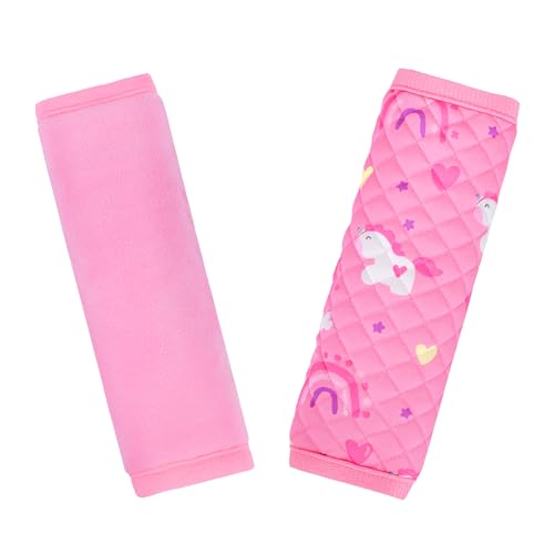 INFANZIA Car Seat Strap Covers for Infants Babies, Soft Carseat Shoulder Pads for Kids, Double-Sided Use Seatbelt Cushion Covers for Stroller, Pushchair & High Chair (Pink) - color: Pink