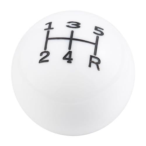 Abfer Ball Shift Knob 5 Speed Round Gear Stick Shifter Knobs Car Shifting Lever Handle Transmission Fit for Most Automatic Manual Vehicles (White) - color: White