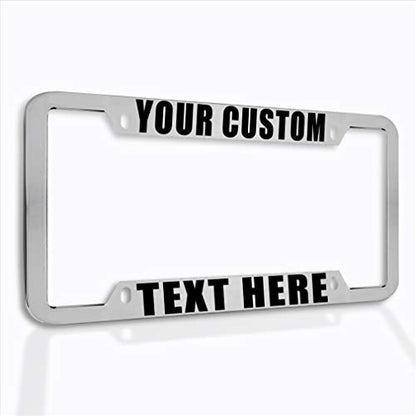 Speedy Pros Funny License Plate Frame Custom Personalized Text Zinc Cute Car Accessories License Plate Holder Chrome 4 Holes 1 Frame