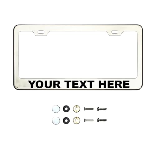 T304 Stainless Steel License Plate Frame – 8K Mirror Polish Finish, Rust-Resistant, Slim Design, Universal Fit, Includes Screw Caps, Washers & Stainless Steel Screws (Customize) - color: customize