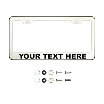 T304 Stainless Steel License Plate Frame – 8K Mirror Polish Finish, Rust-Resistant, Slim Design, Universal Fit, Includes Screw Caps, Washers & Stainless Steel Screws (Customize) - color: customize
