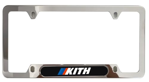 Stainless Steel Kith License Plate Frame Cover Holder M for Car Power Sport Novelty (1x Chrome) - color: 1x Chrome