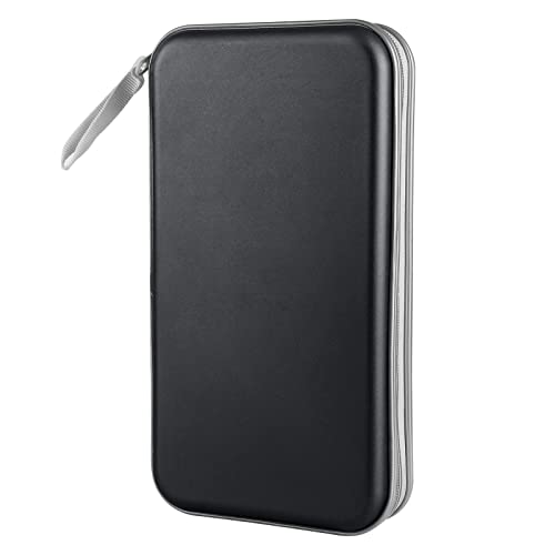 Siveit CD Case, DVD Case Holder 96 Capacity Hard Plastic CD DVD Disc Cases Storage Binder Wallet for Car Home Office Travel (Black) - color: Black