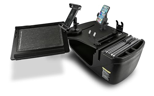 AutoExec AE-RDFS-PI-PS-PM-TAB-BT Reach Car Desk for Your Vehicle Workstation and Mobile Office, Front Seat, Black with 400 watt Power Inverter, Printer Stand, Phone Mount and Tablet Mount - color: Black, style: 400 watt Power Inverter, Printer Stand, Phon