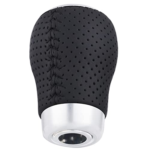 Arenbel 5 Speed Manual Gear Shifter Stick Handle Black Stitched Leather Shift Lever Knob Replacement Fit Most Trucks Cars - color: black with black stitching