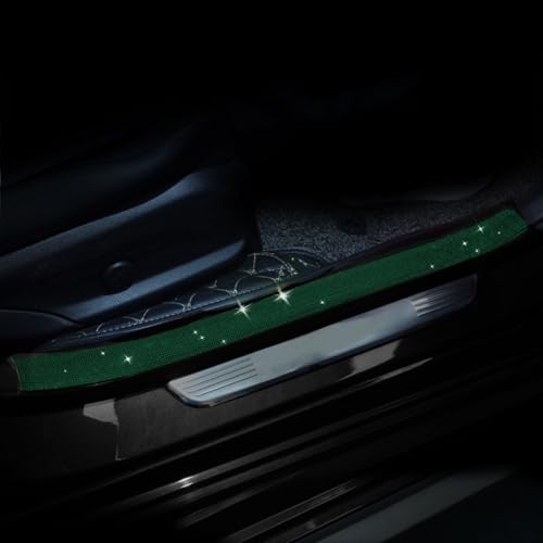 Car Door Sill Protector with Bling Rhinestones 2PCS Edge Guard Scuff Cover Anti-Scratch Strip Sticker Bumper Protector 5CM x 60CM (Green) - color: Green, size: 5CM x 60CM