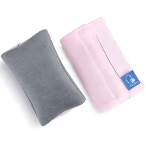 COOLBEBE Car Seat Straps Shoulder Pads for Baby Kids, Super Soft Seat Belt Covers for All Car Seats/Pushchair/Stroller/High Chair (Grey/Pink) - color: Grey/Pink, size: Small (Pack of 1)