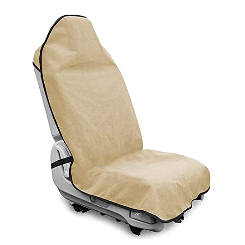 Waterproof Sweating Car Seat Cover for Post Gym Workout, Running, Swimming, Beach and Hiking, Universal Fit Non-Slip Bucket Seat Protector for Cars SUV Trucks, Machine Washable (Off-White) - color: Off-white