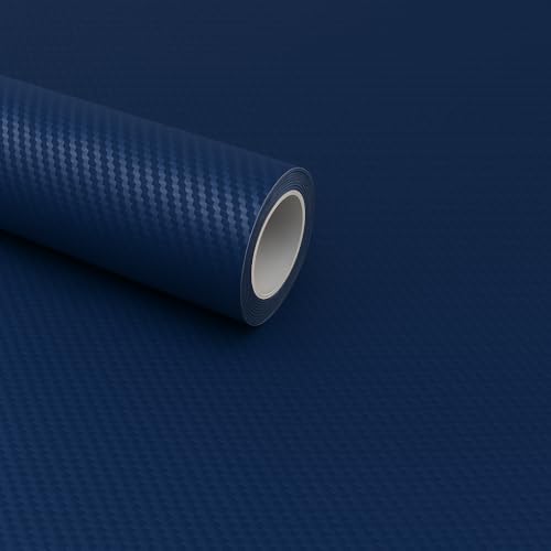 RockRose 3D Matte Navy Blue Carbon Fiber Vinyl Wrap – Self-Adhesive, Anti-Wrinkle & Air Release | DIY Automotive Film for Cars, Bikes, and More (5FT x 92FT) - color: Navy Blue, size: 5FT x 92FT