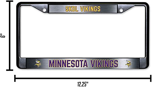 NFL Minnesota Vikings Skol Vikings Black Chrome License Plate Frame - 2-Screw Mount - color: Vikings