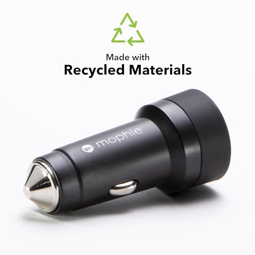 Mophie 42W Dual USB-C + USB-A Car Charger, Universal AUX Compatibility, LED Indicator, Fast Charging, Multi-Device - style: USB-C & USB-A