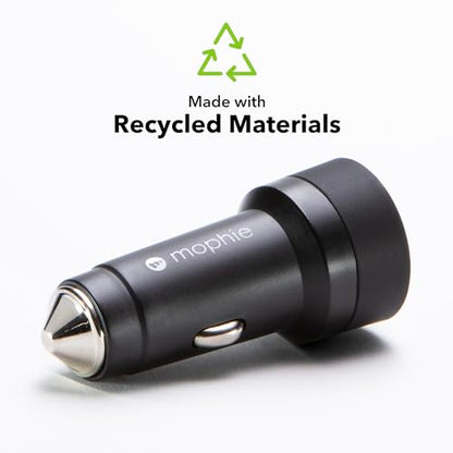 Mophie 42W Dual USB-C + USB-A Car Charger, Universal AUX Compatibility, LED Indicator, Fast Charging, Multi-Device - style: USB-C & USB-A