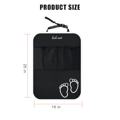 Bittwee Car Kick Mats Backseat Organizer, 2PCS 2 in 1 Anti Kick Waterproof Back Seat Protector with 2 Storage Pockets, Large Capacity Auto Seat Accecories for Pets Kids, Universal Fit