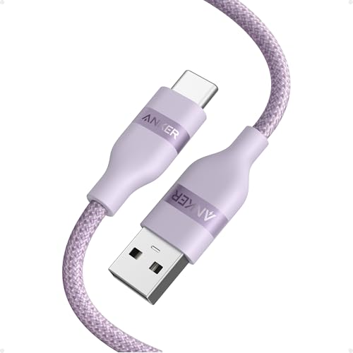 Anker Car Carplay Cable for iPhone 17 16 Pro Max Plus, Upcycled Braided USB A to USB C Car Charger Cord for Samsung Note20 and More (3FT,Violet) - color: Violet, size: 3ft