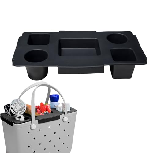 Top Cup Phone Holder Tray Storage Lid for Stanley Compatible with Bogg Bag XL Cover, Cup Organizer Holder Waterproof Silicone Multifunctional Storage Box for Outdoor Beath Camping Travel (Black, XL) - color: Black, size: XL
