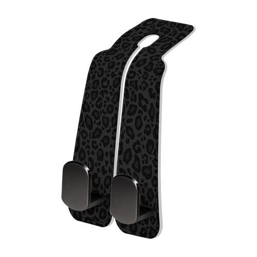 PU Leather Car Seat Hook, Storage Headrest Hanger, Cute Car Backseat Organizer, Car Hooks For Purses and Bags Black Leopard - color: Black Leopard