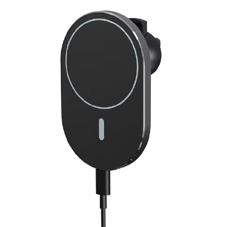 Magnetic Car Wireless Charger 15W Fast Charging, Powerful Magnetic Attraction, Black & White, Ideal for Drivers - color: Black, size: Round