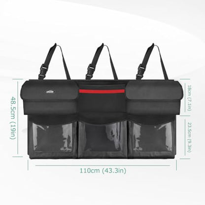 Oasser Trunk Organizer for Car, Hanging Car Organizer with 6 Large Pockets 3 Adjustable Straps 43.3x19 Inch - size: Regular-43.3x19in