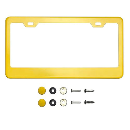 T304 Stainless Steel License Plate Frame – 8K Mirror Polish Finish, Rust-Resistant, Slim Design, Universal Fit, Includes Screw Caps, Washers & Stainless Steel Screws (Yellow) - color: Yellow
