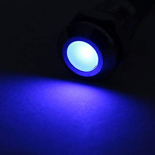 uxcell Signal Indicator Lights AC/DC 12V-24V 8mm Panel Mount Blue LED Waterproof Metal Shell Warning Lamps for Car Motorcycles Boat - color: Blue