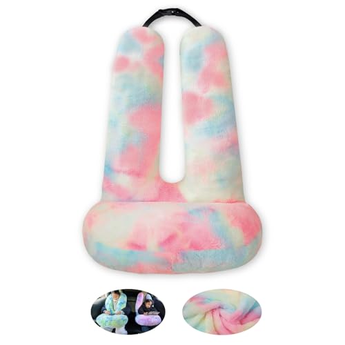FHSGGP Travel Pillow Car Travel Sleep Support Pillow 2-in-1 Lap Pillow and Car Pillow with Neck and Body Support for Adults and Kids on Long Trips Kids Travel Pillow Colorful Pink - color: E-colorful Pink