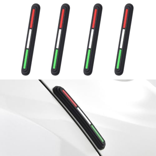 4PCS Car Door Edge Guards, Anti-Scratch Anti Collision Car Door Protector Bumper Guard Trim Sticker, Universal Self Adhesive Rearview Mirror Protective Strip Auto Exterior Accessory (Red/White/Green) - color: Red/White/Green