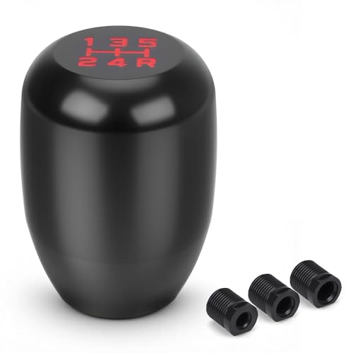 5 Type-R Style Speed Car Gear Shift Shifter Knob,Aluminum Alloy Shift Lever Knob with 3 Adapters Compatible with Manual 5 Speed Universal Gear Stick Shift Knob for Car Truck SUV (Black) - color: Type-R Style(Black)